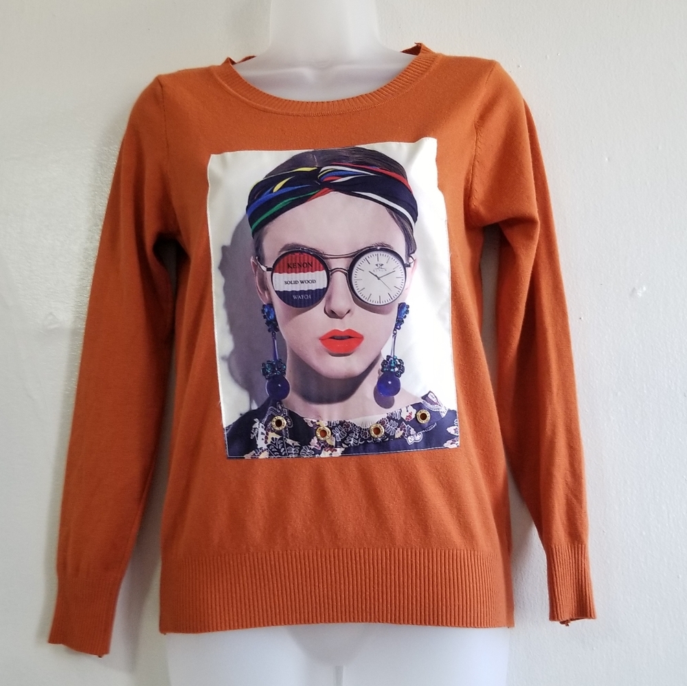 Winter Graphic Knit Sweater, Winter Round Neck - Picture 1 of 9